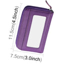 Genuine Cowhide Leather Solid Color Zipper Horizontal Card Holder Wallet RFID Blocking Card Bag Protect Case with 12 Card Slots, Size: 11.5*7.5cm(Purple)