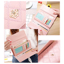 Fashion Argyles Texture Metal Crown 3-Folding Long Design PU Leather Wallet Coin Purse for Women(Red)