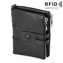 3529 Retro Crazy Horse Texture Double Zipper Anti-magnetic RFID Wallet for Man with Card Slots (Black)