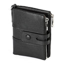 3529 Retro Crazy Horse Texture Double Zipper Anti-magnetic RFID Wallet for Man with Card Slots (Black)
