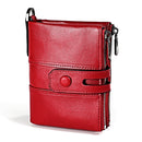 3529 Retro Crazy Horse Texture Double Zipper Anti-magnetic RFID Wallet for Man with Card Slots (Red)