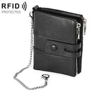 LT3529 Retro Crazy Horse Texture Double Zipper Anti-magnetic RFID Chain Wallet with Card Slots (Black)