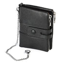 LT3529 Retro Crazy Horse Texture Double Zipper Anti-magnetic RFID Chain Wallet with Card Slots (Black)