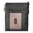 LT3529 Retro Crazy Horse Texture Double Zipper Anti-magnetic RFID Chain Wallet with Card Slots (Black)
