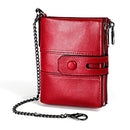 LT3529 Retro Crazy Horse Texture Double Zipper Anti-magnetic RFID Chain Wallet with Card Slots (Red)