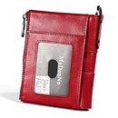 LT3529 Retro Crazy Horse Texture Double Zipper Anti-magnetic RFID Chain Wallet with Card Slots (Red)