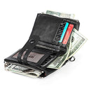 LT3529 Retro Crazy Horse Texture Double Zipper Anti-magnetic RFID Chain Wallet with Card Slots (Red)