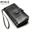 3555 Large Capacity Long Multi-function Anti-magnetic RFID Wallet Clutch for Ladies with Card Slots (Black)