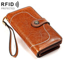 3555 Large Capacity Long Multi-function Anti-magnetic RFID Wallet Clutch for Ladies with Card Slots (Brown)