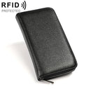 KB196 Top-grain Leather Large Capacity Multi-function 36-Bit Anti-magnetic RFID Organ Card Package Wallet(Black)
