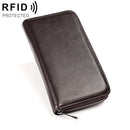 KB196 Top-grain Leather Large Capacity Multi-function 36-Bit Anti-magnetic RFID Organ Card Package Wallet(Coffee)