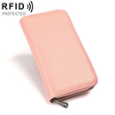 KB196 Top-grain Leather Large Capacity Multi-function 36-Bit Anti-magnetic RFID Organ Card Package Wallet(Pink)