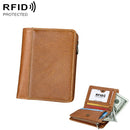 8231 Antimagnetic RFID Men Fashion Crazy Horse Textyure Genuine Leather Wallet Card Bag(Brown)