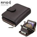KB132 Female Style Full Grain Cow Leather Multifunctional RFID Wallet/ Card Bag/ Driving License Package(Coffee)