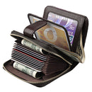 KB132 Female Style Full Grain Cow Leather Multifunctional RFID Wallet/ Card Bag/ Driving License Package(Coffee)