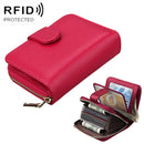KB132 Female Style Full Grain Cow Leather Multifunctional RFID Wallet/ Card Bag/ Driving License Package(Magenta)