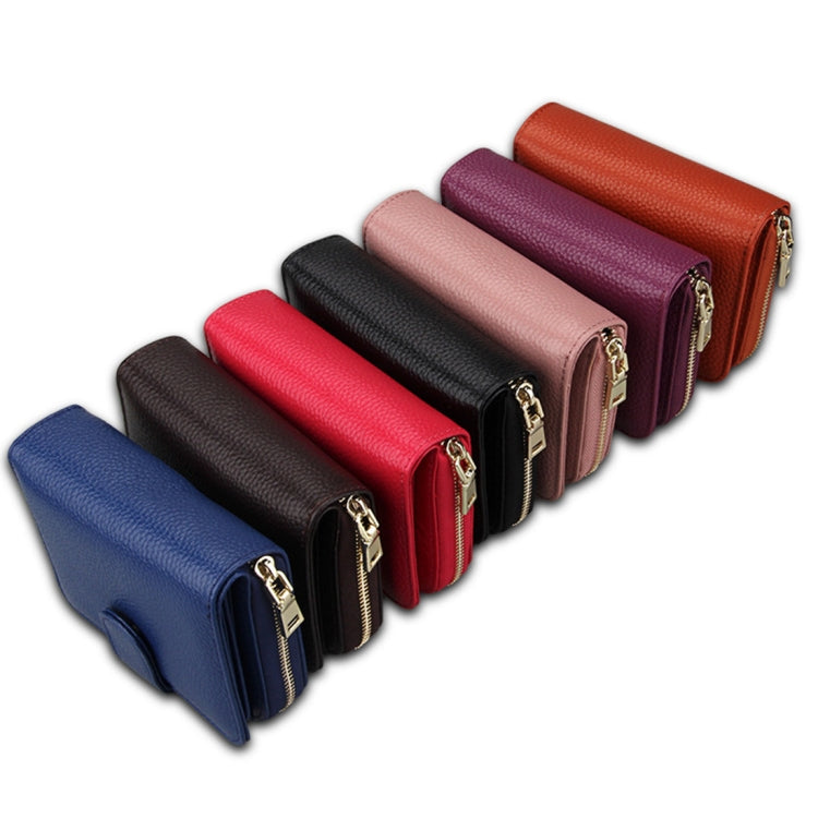 KB132 Female Style Full Grain Cow Leather Multifunctional RFID Wallet/ Card Bag/ Driving License Package(Blue)