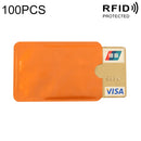 100 PCS Aluminum Foil RFID Blocking Credit Card ID Bank Card Case Card Holder Cover, Size: 9 x 6.3cm (Orange)