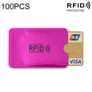 100 PCS Aluminum Foil RFID Blocking Credit Card ID Bank Card Case Card Holder Cover, Size: 9 x 6.3cm (Purple)