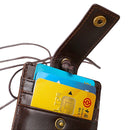 KB153 Antimagnetic RFID Leather Card Holder ID Card Badge with Lanyard(Coffee)
