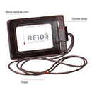 KB153 Antimagnetic RFID Leather Card Holder ID Card Badge with Lanyard(Red)