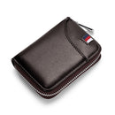 KB155 Antimagnetic RFID Zipper Leather Large-capacity Cards Holder Wallet(Coffee)