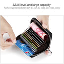 KB155 Antimagnetic RFID Zipper Leather Large-capacity Cards Holder Wallet(Coffee)