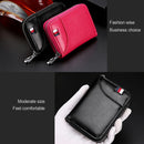 KB155 Antimagnetic RFID Zipper Leather Large-capacity Cards Holder Wallet(Coffee)