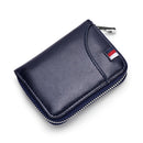 KB155 Antimagnetic RFID Zipper Leather Large-capacity Cards Holder Wallet(Dark Blue)