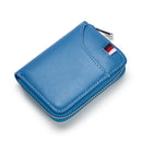 KB155 Antimagnetic RFID Zipper Leather Large-capacity Cards Holder Wallet(Lake Blue)