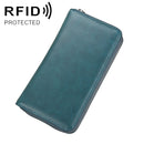 KB161 Antimagnetic RFID Long Zipper Leather Wallet Large-capacity Card Holder(Blue)