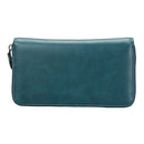 KB161 Antimagnetic RFID Long Zipper Leather Wallet Large-capacity Card Holder(Blue)