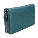KB161 Antimagnetic RFID Long Zipper Leather Wallet Large-capacity Card Holder(Blue)