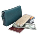 KB161 Antimagnetic RFID Long Zipper Leather Wallet Large-capacity Card Holder(Blue)