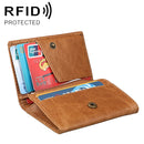 KB171 Antimagnetic RFID Crazy Horse Texture Leather Card Holder Wallet for Men and Women(Yellowish-brown)
