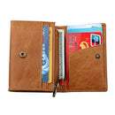 KB171 Antimagnetic RFID Crazy Horse Texture Leather Card Holder Wallet for Men and Women(Yellowish-brown)