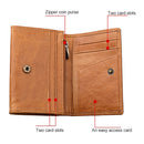 KB171 Antimagnetic RFID Crazy Horse Texture Leather Card Holder Wallet for Men and Women(Yellowish-brown)