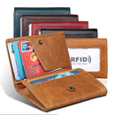 KB171 Antimagnetic RFID Crazy Horse Texture Leather Card Holder Wallet for Men and Women(Yellowish-brown)