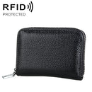 KB205 Antimagnetic RFID Litchi Texture Leather Zipper Large-capacity Card Holder Wallet(Black)