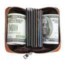 KB205 Antimagnetic RFID Litchi Texture Leather Zipper Large-capacity Card Holder Wallet(Brown)