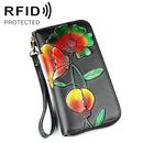 907 Antimagnetic RFID Women Flower Pattern Large Capacity Hand Wallet Purse Phone Bag with Card Slots(Colour)