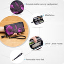 907 Antimagnetic RFID Women Flower Pattern Large Capacity Hand Wallet Purse Phone Bag with Card Slots(Purple)