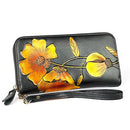 907 Antimagnetic RFID Women Flower Pattern Large Capacity Hand Wallet Purse Phone Bag with Card Slots(Yellow)