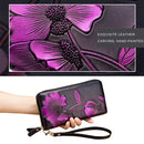 907 Antimagnetic RFID Women Flower Pattern Large Capacity Hand Wallet Purse Phone Bag with Card Slots(Yellow)