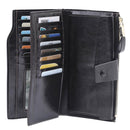 8236 Antimagnetic RFID Multi-function Oil Wax Leather Lady Wallet Large-capacity Purse (Black)