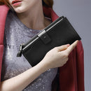 8236 Antimagnetic RFID Multi-function Oil Wax Leather Lady Wallet Large-capacity Purse (Black)