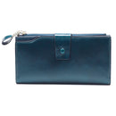 8236 Antimagnetic RFID Multi-function Oil Wax Leather Lady Wallet Large-capacity Purse (Blue)