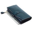 8236 Antimagnetic RFID Multi-function Oil Wax Leather Lady Wallet Large-capacity Purse (Blue)