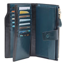 8236 Antimagnetic RFID Multi-function Oil Wax Leather Lady Wallet Large-capacity Purse (Blue)