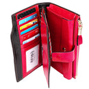 8236 Antimagnetic RFID Multi-function Oil Wax Leather Lady Wallet Large-capacity Purse (Rose Red)